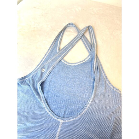 Lululemon Heatwave Maxi Dress Wee Stripe White Porcelain Blue Size 6 - Picture 3 of 7